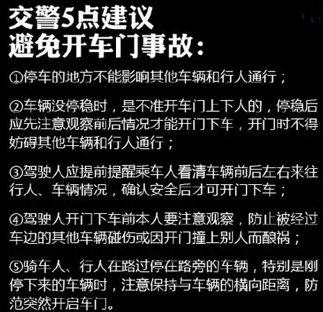 路上随便开车门要命 血的教训敲响警钟