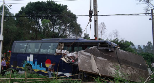 广东惠州博罗一大客车与小车追尾 致1死20伤